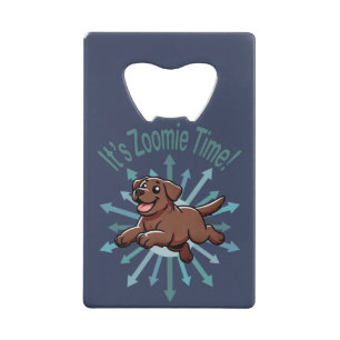 Zoomie Time Chocolate Lab Creditkaart Flessenopener