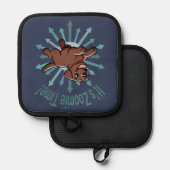 Zoomie Time Chocolate Lab Pannenlap (Voorkant / Achterkant)
