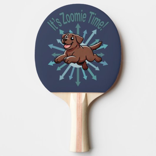 Zoomie Time Chocolate Lab Tafeltennisbatje (Voorkant)