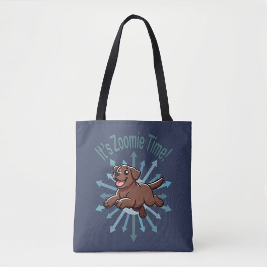 Zoomie Time Chocolate Lab Tote Bag (Voorkant)