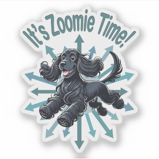 Zoomie Time Cocker Spaniel bijvoorbeeld Sticker (Voorkant)