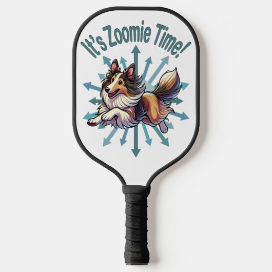 Zoomie Time Collie Pickleball Paddle (Voorkant)