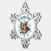 Zoomie Time Corgi Tin Sneeuwvlok Ornament (Rechts)