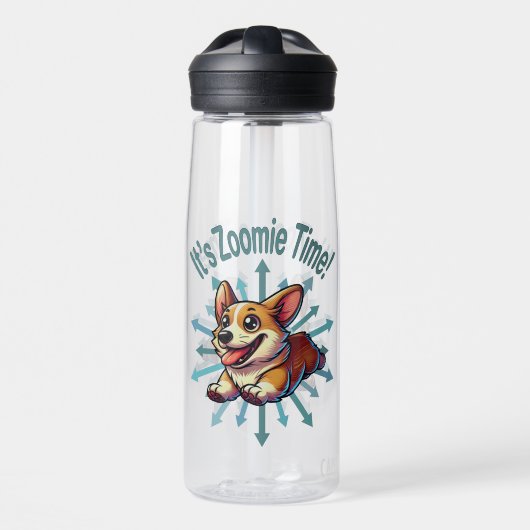 Zoomie Time Corgi Waterfles (Voorkant)