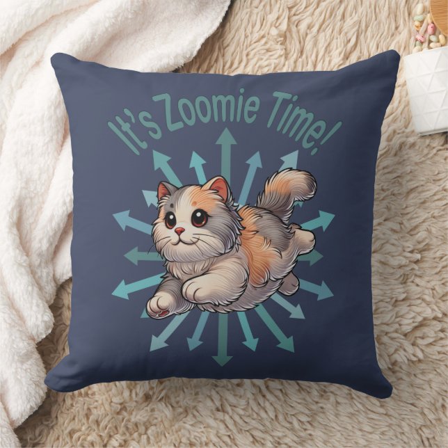Zoomie Time Dilute Calico Cat Kussen (Deken)