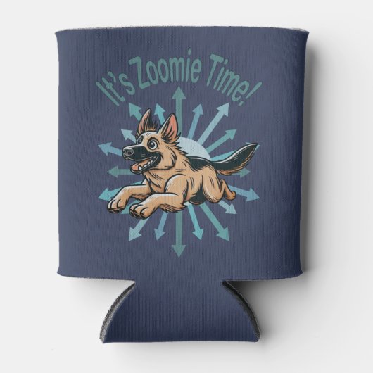 Zoomie Time Duitse herder Blikjeskoeler (Voorkant)