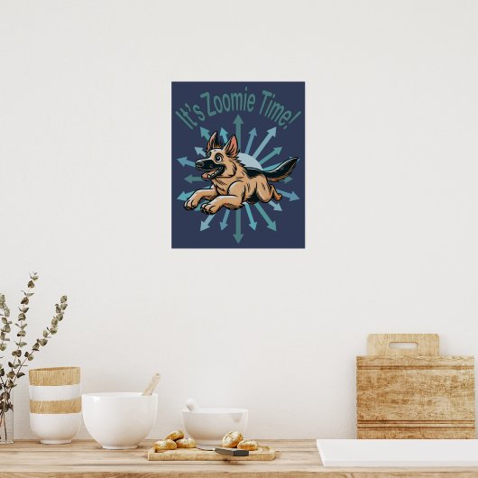 Zoomie Time Duitse herder Poster (Keuken)