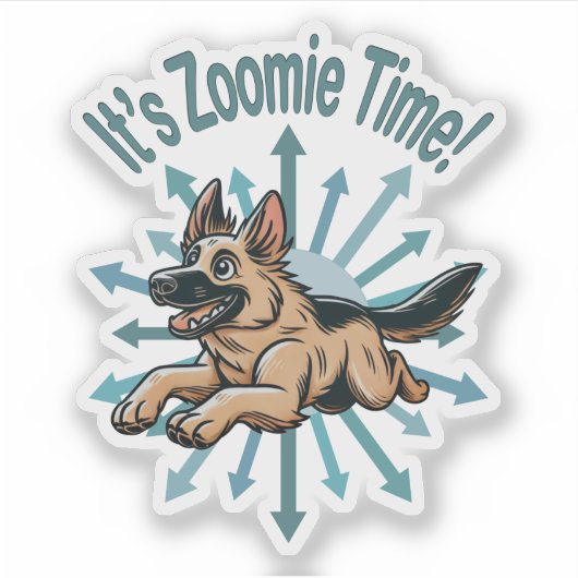 Zoomie Time Duitse herder Sticker (Voorkant)