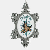 Zoomie Time Duitse herder Tin Sneeuwvlok Ornament (Links)