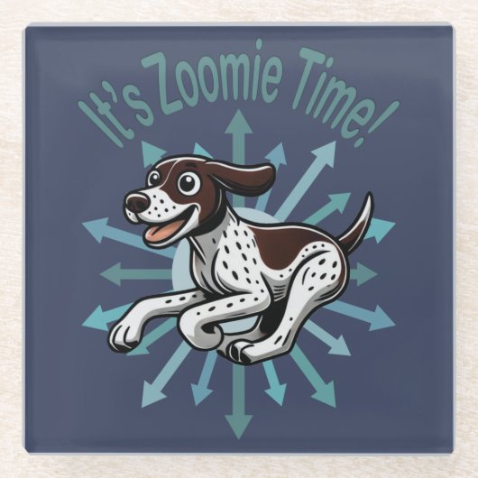 Zoomie Time Duitse kortharige pointer Glazen Onderzetter (Voorkant)