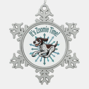 Zoomie Time Duitse kortharige pointer Tin Sneeuwvlok Ornament