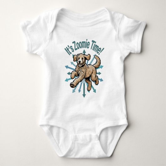 Zoomie Time Golden Doodle Romper (Voorkant)