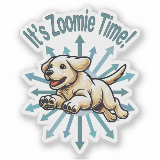 Zoomie Time Golden Lab Sticker (Voorkant)