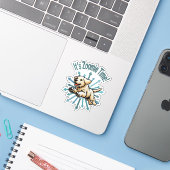 Zoomie Time Golden Lab Sticker (Laptop met iPhone)