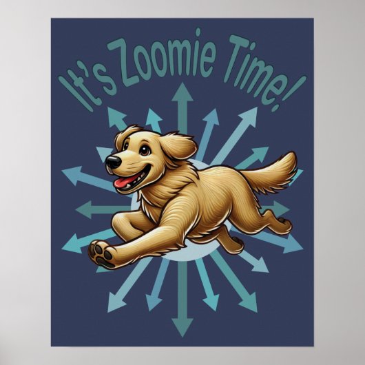 Zoomie Time Golden Retriever Poster (Voorkant)