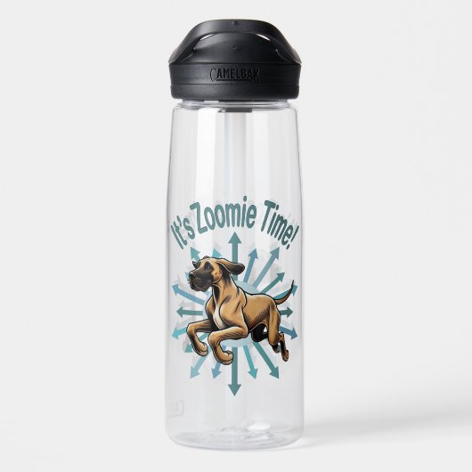 Zoomie Time Great Dane bijvoorbeeld Waterfles (Achterkant)