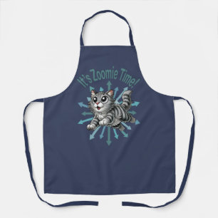 Zoomie Time Grey Tabby Cat Schort