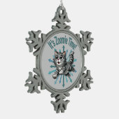 Zoomie Time Grey Tabby Cat Tin Sneeuwvlok Ornament (Links)