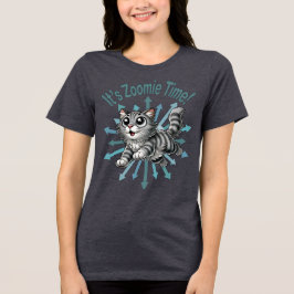 Zoomie Time Grey Tabby Cat Tri-Blend Shirt