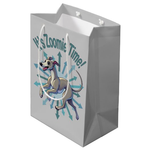 Zoomie Time Greyhound bijvoorbeeld Medium Cadeauzakje (Achterkant Gekanteld)