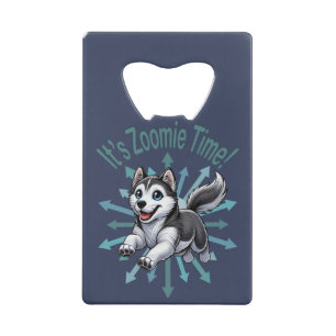 Zoomie Time Husky Creditkaart Flessenopener