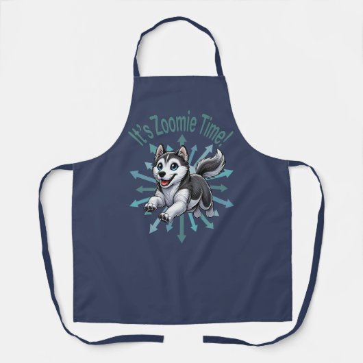 Zoomie Time Husky Schort (Voorkant)