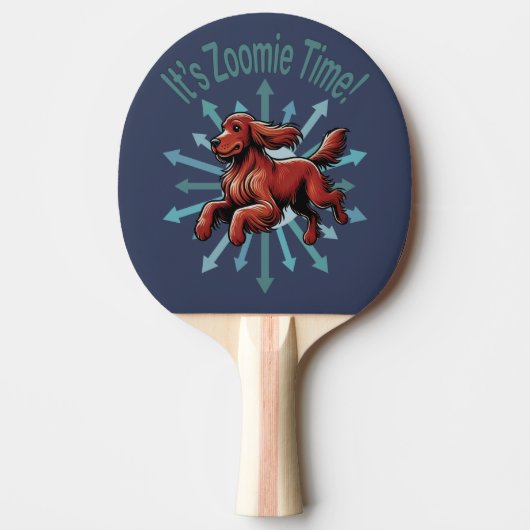 Zoomie Time Ierse Setter Tafeltennisbatje (Voorkant)
