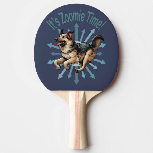Zoomie Time Large Mutt Tafeltennisbatje (Voorkant)