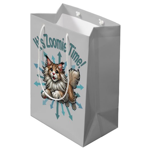 Zoomie Time Maine Coon Cat Medium Cadeauzakje (Achterkant Gekanteld)