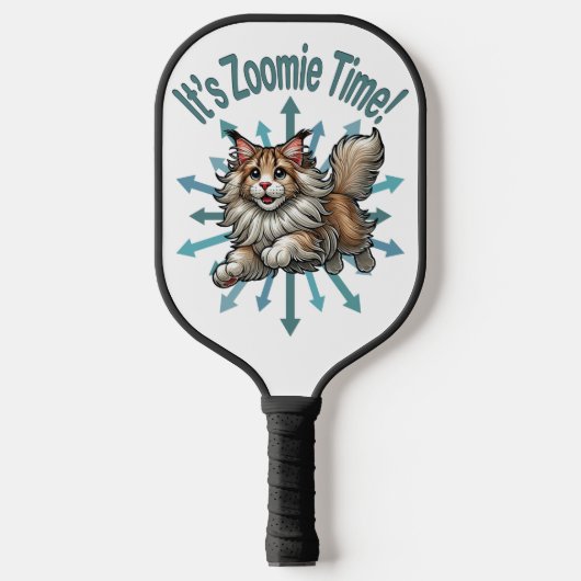 Zoomie Time Maine Coon Cat Pickleball Paddle (Voorkant)