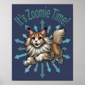 Zoomie Time Maine Coon Cat Poster (Voorkant)