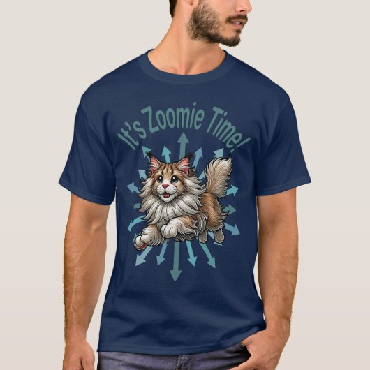 Zoomie Time Maine Coon Cat T-shirt (Voorkant)