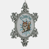 Zoomie Time Maine Coon Cat Tin Sneeuwvlok Ornament (Links)