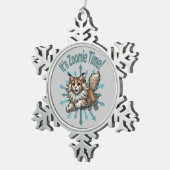 Zoomie Time Maine Coon Cat Tin Sneeuwvlok Ornament (Rechts)
