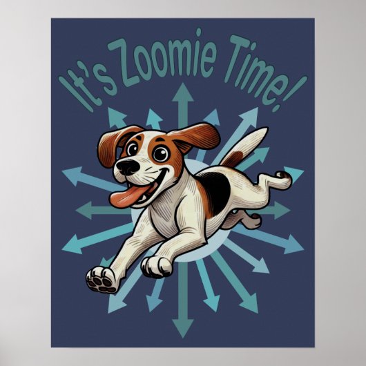 Zoomie Time Medium Beagle Mutt Poster (Voorkant)