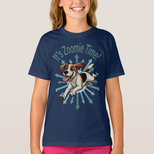 Zoomie Time Medium Beagle Mutt T-shirt (Voorkant)