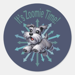 Zoomie Time Miniature Schnauzer Ronde Sticker