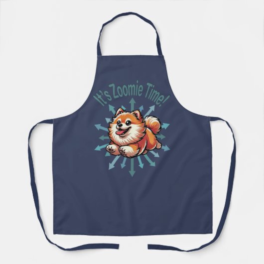 Zoomie Time Pomeranian Schort (Voorkant)