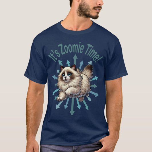 Zoomie Time Ragdoll Cat T-shirt (Voorkant)