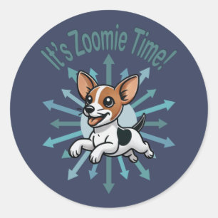 Zoomie Time Rat Terrier bijvoorbeeld Ronde Sticker