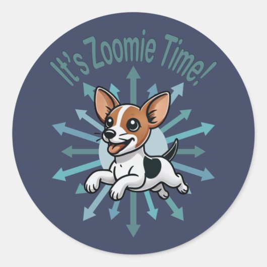 Zoomie Time Rat Terrier bijvoorbeeld Ronde Sticker (Voorkant)