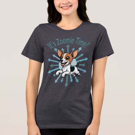 Zoomie Time Rat Terrier bijvoorbeeld Tri-Blend Shirt (Voorkant)
