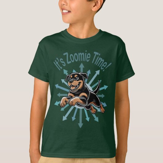 Zoomie Time Rottweiler T-shirt (Voorkant)
