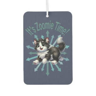 Zoomie Time Schattige Black & White Cat Luchtverfrisser