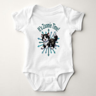 Zoomie Time Schattige Black & White Cat Romper