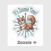 Zoomie Time Schattige Brown & White Cat Sticker (Vel)