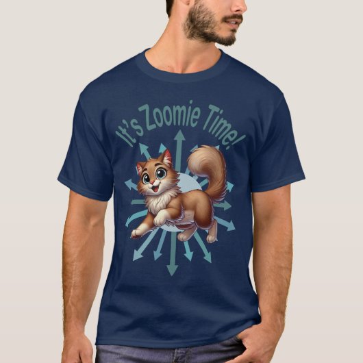 Zoomie Time Schattige Brown & White Cat T-shirt (Voorkant)