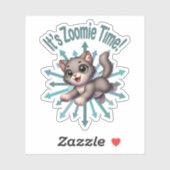 Zoomie Time Schattige Grey & White Cat Sticker (Vel)