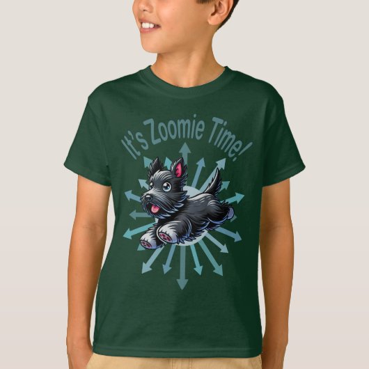 Zoomie Time Schotse Terriër T-shirt (Voorkant)
