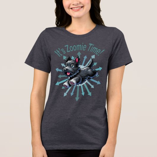 Zoomie Time Schotse Terriër Tri-Blend Shirt (Voorkant)